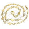 Oro Laminado Fancy Anklet, Gold Filled Style Heart Design, Polished, Golden Finish, 03.145.0010.10 (Thickness, 10 Inches Length)