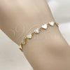 Oro Laminado Fancy Bracelet, Gold Filled Style Heart Design, Polished, Golden Finish, 03.145.0010.06 (05 MM Thickness, 6 Inches Length)