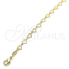 Oro Laminado Fancy Bracelet, Gold Filled Style Heart Design, Polished, Golden Finish, 03.145.0011.08 (05 MM Thickness, 8 Inches Length)
