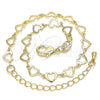 Oro Laminado Fancy Bracelet, Gold Filled Style Heart Design, Polished, Golden Finish, 03.145.0011.08 (05 MM Thickness, 8 Inches Length)