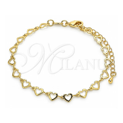 Oro Laminado Fancy Bracelet, Gold Filled Style Heart Design, Polished, Golden Finish, 03.145.0011.08 (05 MM Thickness, 8 Inches Length)