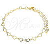 Oro Laminado Fancy Bracelet, Gold Filled Style Heart Design, Polished, Golden Finish, 03.145.0011.08 (05 MM Thickness, 8 Inches Length)