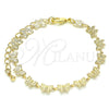 Oro Laminado Fancy Bracelet, Gold Filled Style Butterfly Design, Polished, Golden Finish, 03.145.0012.06 (06 MM Thickness, 6 Inches Length)