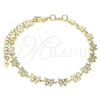Oro Laminado Fancy Bracelet, Gold Filled Style Butterfly Design, Polished, Golden Finish, 03.145.0013.08 (06 MM Thickness, 8 Inches Length)