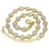Oro Laminado Fancy Anklet, Gold Filled Style Heart Design, Polished, Golden Finish, 03.145.0014.10 (06 MM Thickness, 10 Inches Length)