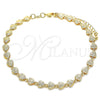 Oro Laminado Fancy Anklet, Gold Filled Style Heart Design, Polished, Golden Finish, 03.145.0014.10 (06 MM Thickness, 10 Inches Length)
