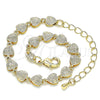 Oro Laminado Fancy Bracelet, Gold Filled Style Heart Design, Polished, Golden Finish, 03.145.0014.06 (06 MM Thickness, 6 Inches Length)