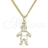 Oro Laminado Pendant Necklace, Gold Filled Style Little Boy Design, Polished, Golden Finish, 04.213.0194.20 (01 MM Thickness, 20 Inches Length)