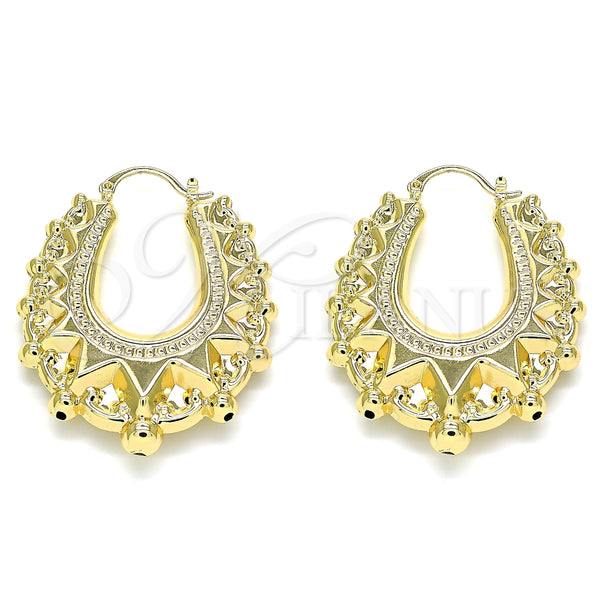 Oro Laminado Medium Hoop, Gold Filled Style Hollow Design, Polished, Golden Finish, 02.163.0123.40