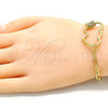 Oro Laminado Fancy Bracelet, Gold Filled Style Heart Design, with White Micro Pave, Polished, Golden Finish, 03.341.0069.07 (04 MM Thickness, 7 Inches Length)