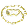 Oro Laminado Fancy Bracelet, Gold Filled Style Heart Design, with White Micro Pave, Polished, Golden Finish, 03.341.0069.07 (04 MM Thickness, 7 Inches Length)