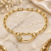 Oro Laminado Fancy Bracelet, Gold Filled Style Lips Design, with White Micro Pave, Polished, Golden Finish, 03.341.0070.07 (04 MM Thickness, 7 Inches Length)