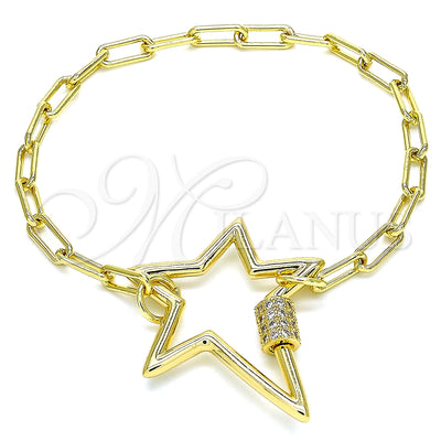 Oro Laminado Fancy Bracelet, Gold Filled Style with White Micro Pave, Polished, Golden Finish, 03.341.0072.07 for wholesale, main product view