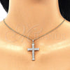 Oro Laminado Pendant Necklace, Gold Filled Style Cross Design, with White Cubic Zirconia, Polished, Golden Finish, 04.284.0023.18 (01 MM Thickness, 18 Inches Length)