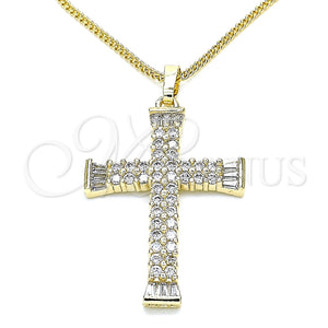 Gold Filled Necklace — Pendant Necklace Cross Design with White Cubic Zirconia — main product view — SKU 133555 | Oro Laminado collar — Pendant Necklace cruz diseño with blanco Cubic Zirconia — SKU 133555