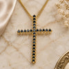 Oro Laminado Pendant Necklace, Gold Filled Style Cross Design, with Black Cubic Zirconia, Polished, Golden Finish, 04.284.0024.2.20 (01 MM Thickness, 20 Inches Length)