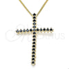 Oro Laminado Pendant Necklace, Gold Filled Style Cross Design, with Black Cubic Zirconia, Polished, Golden Finish, 04.284.0024.2.20 (01 MM Thickness, 20 Inches Length)
