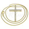 Oro Laminado Pendant Necklace, Gold Filled Style Cross Design, with White Cubic Zirconia, Polished, Golden Finish, 04.284.0025.18 (01 MM Thickness, 18 Inches Length)