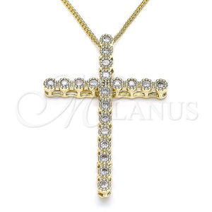 Gold Filled Necklace — Pendant Necklace Cross Design with White Cubic Zirconia — main product view — SKU 133563 | Oro Laminado collar — Pendant Necklace cruz diseño with blanco Cubic Zirconia — SKU 133563