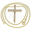 Oro Laminado Pendant Necklace, Gold Filled Style Cross Design, with Garnet Cubic Zirconia, Polished, Golden Finish, 04.284.0025.1.20 (01 MM Thickness, 20 Inches Length)