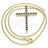 Oro Laminado Pendant Necklace, Gold Filled Style Cross Design, with Black Cubic Zirconia, Polished, Golden Finish, 04.284.0025.2.20 (01 MM Thickness, 20 Inches Length)
