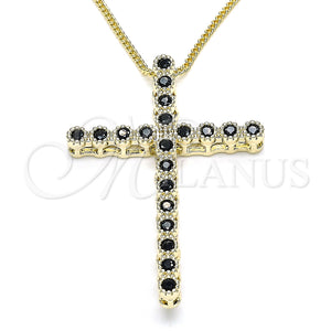 Gold Filled Necklace — Pendant Necklace Cross Design with Black Cubic Zirconia — main product view — SKU 133565 | Oro Laminado collar — Pendant Necklace cruz diseño with negro Cubic Zirconia — SKU 133565