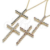 Oro Laminado Pendant Necklace, Gold Filled Style Cross Design, with Black Cubic Zirconia, Polished, Golden Finish, 04.284.0025.2.20 (01 MM Thickness, 20 Inches Length)
