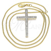 Oro Laminado Pendant Necklace, Gold Filled Style Cross Design, with White Cubic Zirconia, Polished, Golden Finish, 04.284.0026.18 (01 MM Thickness, 18 Inches Length)