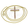 Oro Laminado Pendant Necklace, Gold Filled Style Cross Design, with Garnet Cubic Zirconia, Polished, Golden Finish, 04.284.0026.1.20 (01 MM Thickness, 20 Inches Length)