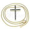 Oro Laminado Pendant Necklace, Gold Filled Style Cross Design, with Black Cubic Zirconia, Polished, Golden Finish, 04.284.0026.2.20 (01 MM Thickness, 20 Inches Length)