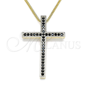Gold Filled Necklace — Pendant Necklace Cross Design with Black Cubic Zirconia — main product view — SKU 133569 | Oro Laminado collar — Pendant Necklace cruz diseño with negro Cubic Zirconia — SKU 133569