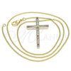 Oro Laminado Pendant Necklace, Gold Filled Style Cross Design, with Multicolor Cubic Zirconia, Polished, Golden Finish, 04.284.0026.3.20 (01 MM Thickness, 20 Inches Length)