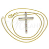 Oro Laminado Pendant Necklace, Gold Filled Style Cross Design, with Multicolor Cubic Zirconia, Polished, Golden Finish, 04.284.0026.3.20 (01 MM Thickness, 20 Inches Length)