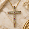 Oro Laminado Pendant Necklace, Gold Filled Style Cross Design, with Multicolor Cubic Zirconia, Polished, Golden Finish, 04.284.0026.3.20 (01 MM Thickness, 20 Inches Length)