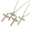 Oro Laminado Pendant Necklace, Gold Filled Style Cross Design, with Multicolor Cubic Zirconia, Polished, Golden Finish, 04.284.0026.3.20 (01 MM Thickness, 20 Inches Length)