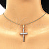 Oro Laminado Pendant Necklace, Gold Filled Style Cross Design, with White Cubic Zirconia, Polished, Golden Finish, 04.284.0028.18 (01 MM Thickness, 18 Inches Length)