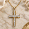 Oro Laminado Pendant Necklace, Gold Filled Style Cross Design, with White Cubic Zirconia, Polished, Golden Finish, 04.284.0028.18 (01 MM Thickness, 18 Inches Length)