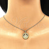 Oro Laminado Pendant Necklace, Gold Filled Style Caridad del Cobre Design, with Multicolor Micro Pave, Polished, Golden Finish, 04.341.0058.20 (01 MM Thickness, 20 Inches Length)