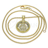 Oro Laminado Pendant Necklace, Gold Filled Style Caridad del Cobre Design, with Multicolor Micro Pave, Polished, Golden Finish, 04.341.0058.20 (01 MM Thickness, 20 Inches Length)