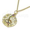 Oro Laminado Pendant Necklace, Gold Filled Style Snake and Star Design, with Multicolor Micro Pave, Polished, Golden Finish, 04.341.0063.20 (02 MM Thickness, 20 Inches Length)