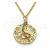 Oro Laminado Pendant Necklace, Gold Filled Style Snake and Star Design, with Multicolor Micro Pave, Polished, Golden Finish, 04.341.0063.20 (02 MM Thickness, 20 Inches Length)