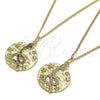 Oro Laminado Pendant Necklace, Gold Filled Style Snake and Star Design, with Multicolor Micro Pave, Polished, Golden Finish, 04.341.0063.20 (02 MM Thickness, 20 Inches Length)