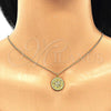Oro Laminado Pendant Necklace, Gold Filled Style Evil Eye Design, with Multicolor Micro Pave, Polished, Golden Finish, 04.341.0064.20 (02 MM Thickness, 20 Inches Length)