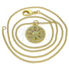 Oro Laminado Pendant Necklace, Gold Filled Style Evil Eye Design, with Multicolor Micro Pave, Polished, Golden Finish, 04.341.0064.20 (02 MM Thickness, 20 Inches Length)