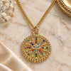 Oro Laminado Pendant Necklace, Gold Filled Style Evil Eye Design, with Multicolor Micro Pave, Polished, Golden Finish, 04.341.0064.20 (02 MM Thickness, 20 Inches Length)