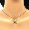 Oro Laminado Pendant Necklace, Gold Filled Style Judaica and Hand of God Design, with Multicolor Micro Pave, Polished, Golden Finish, 04.341.0065.20 (02 MM Thickness, 20 Inches Length)