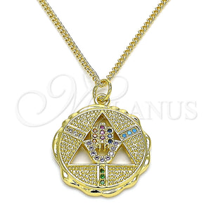 Gold Filled Necklace — Pendant Necklace Judaica and Hand of God Design — main product view — SKU 133606 | Oro Laminado collar — Pendant Necklace Judaica and Hand of God diseño — SKU 133606