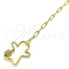 Oro Laminado Fancy Bracelet, Gold Filled Style Little Boy Design, with White Micro Pave, Polished, Golden Finish, 03.341.0073.07 (04 MM Thickness, 7 Inches Length)