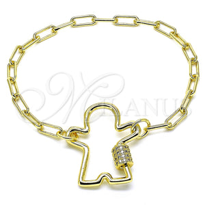 Gold Filled Bracelet — Fancy Bracelet Little Boy Design with White Micro — main product view — SKU 133610 | Oro Laminado brazalete — elegante Bracelet Little Boy diseño with blanco Micro — SKU 133610