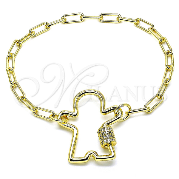 Gold Filled Bracelet — Fancy Bracelet Little Boy Design with White Micro — main product view — SKU 133610 | Oro Laminado brazalete — elegante Bracelet Little Boy diseño with blanco Micro — SKU 133610